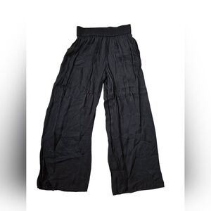 Everlane Black Casual Wide Leg Elastic Waist Casual Pants With Side Pockets Sz S
